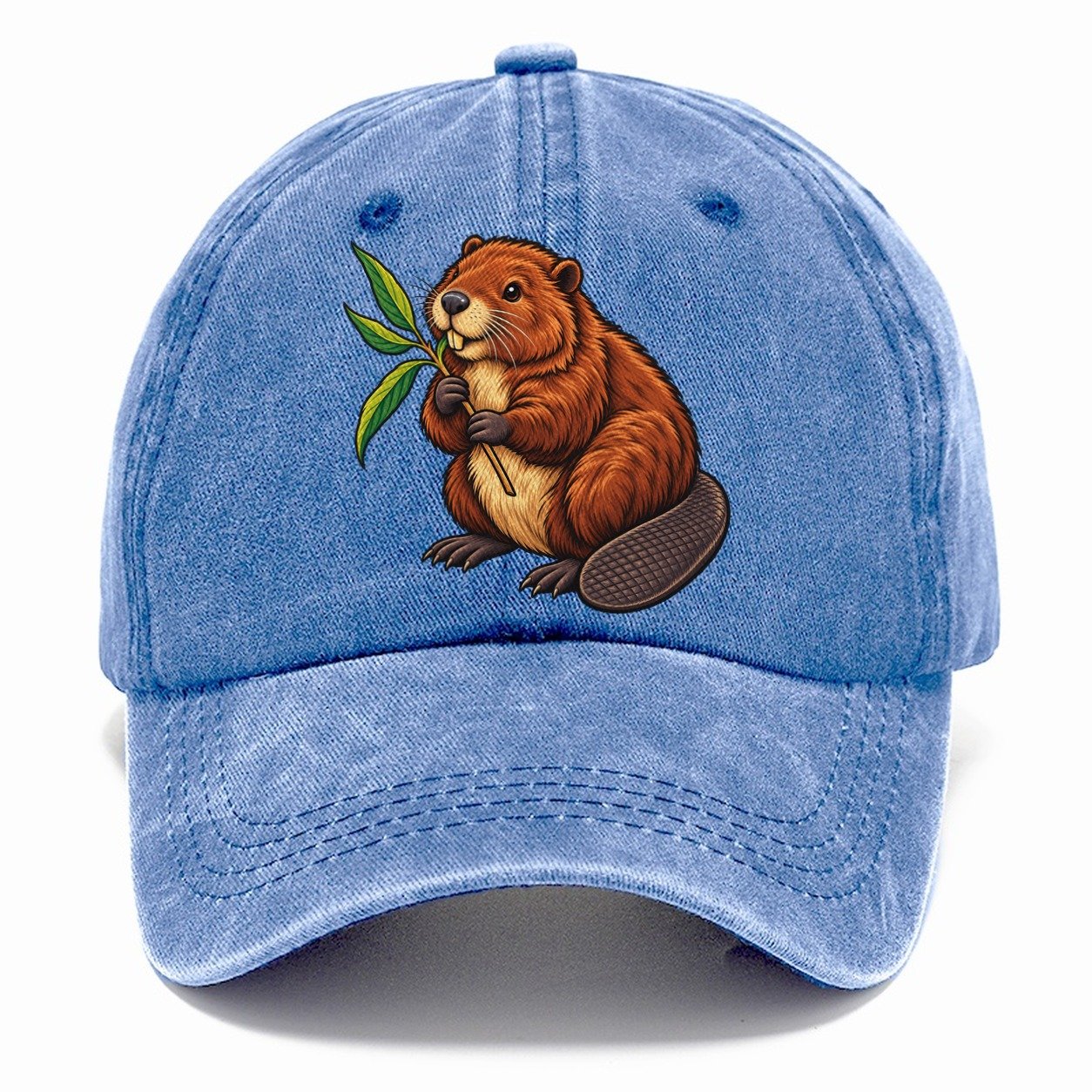 North American Beaver And Willow Sprig Canada Cultural Icons Classic Cap – Summer Sky