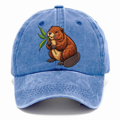North American Beaver And Willow Sprig Canada Cultural Icons Classic Cap – Summer Sky