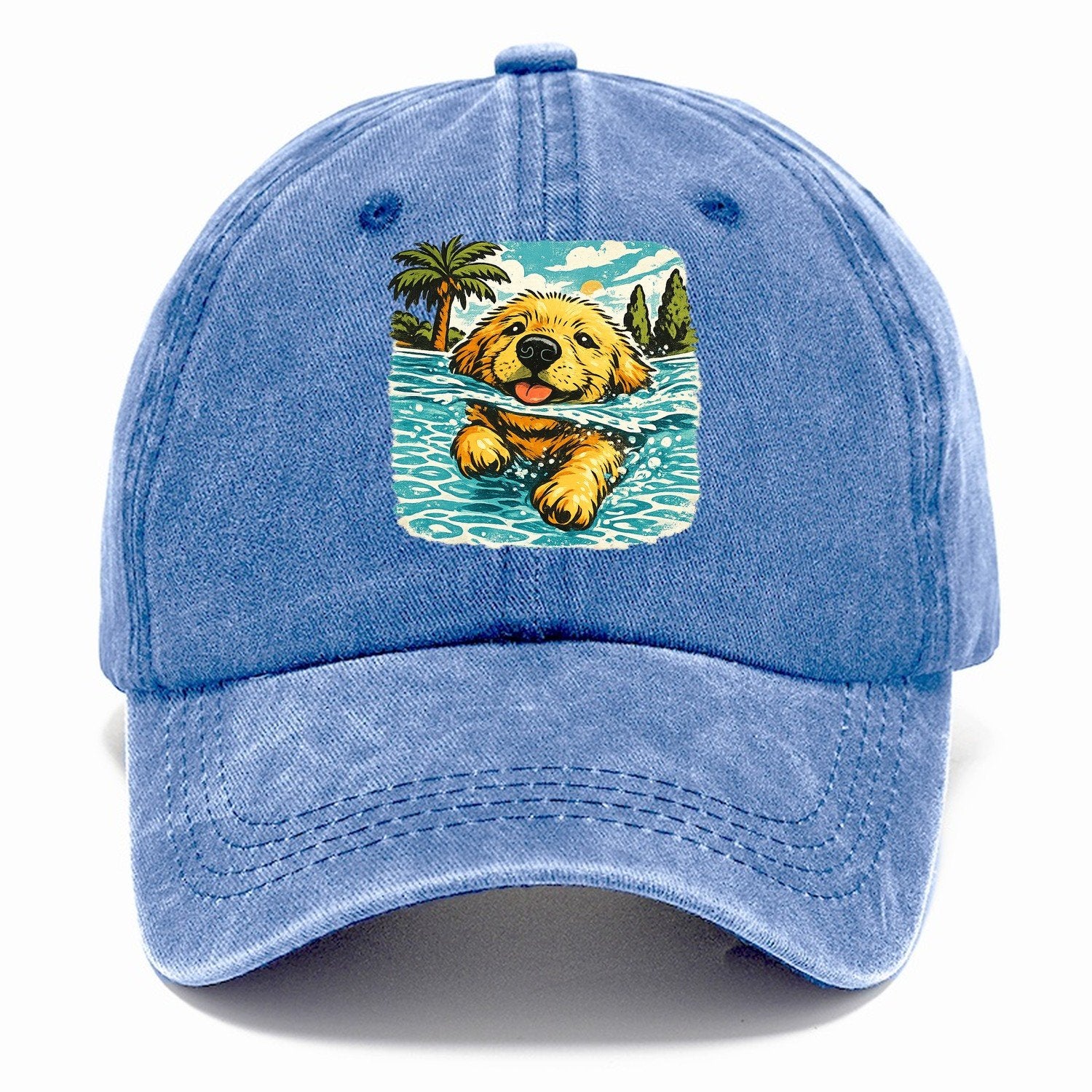 Golden Retriever Pool Pup Classic Cap – Summer Sky