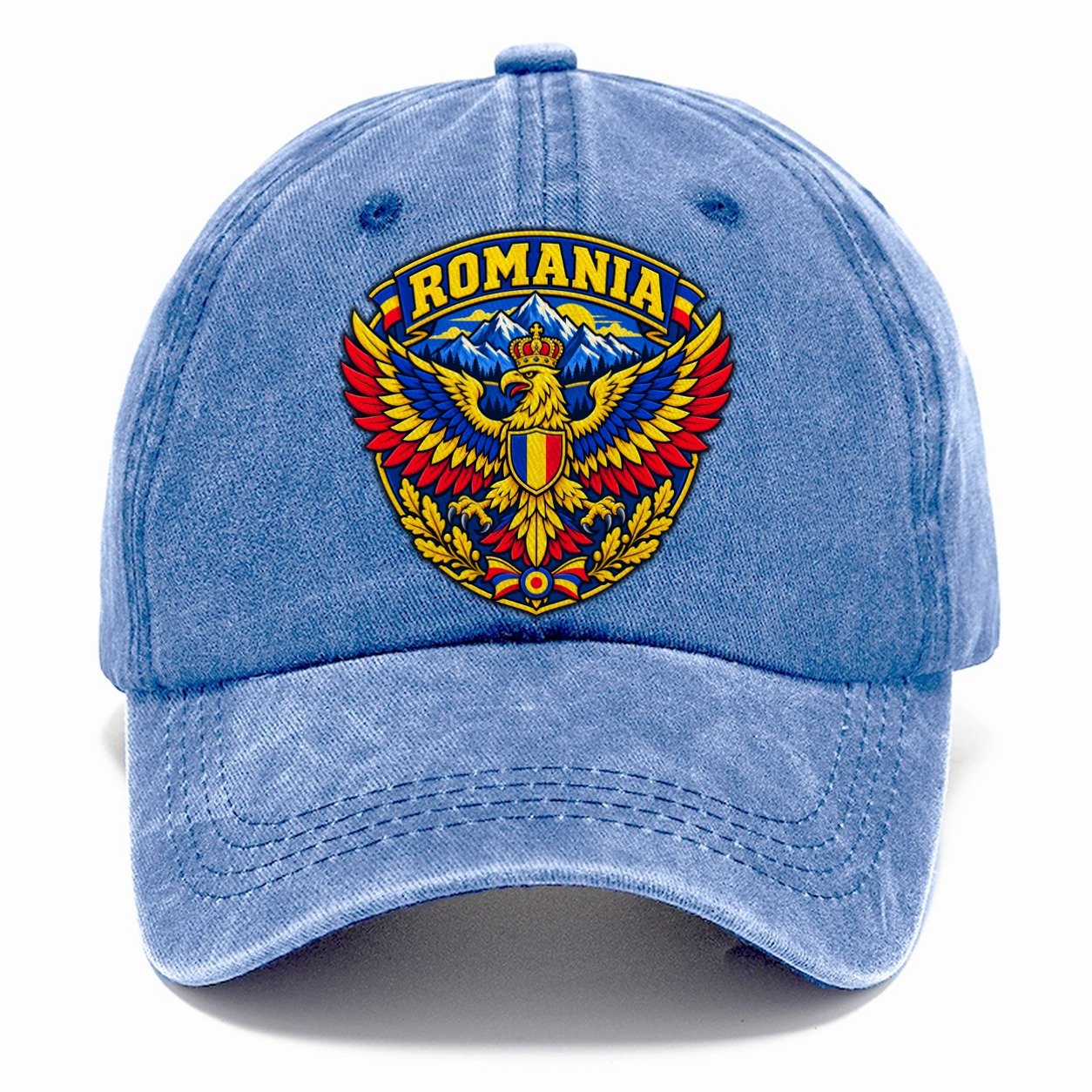 Romania Retro Badge Country Logos Classic Cap – Summer Sky