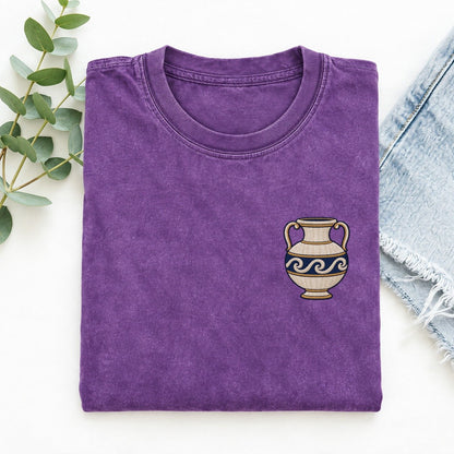 Pottery Vase Symbol Emblems Left Chest Vintage T-shirt – Purple