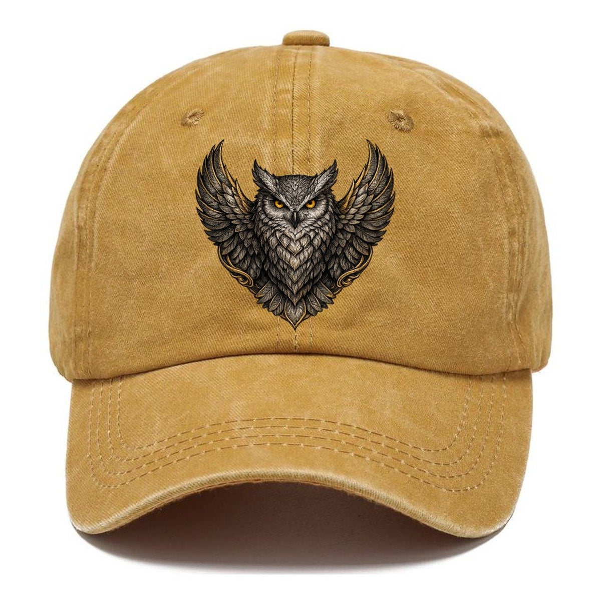 Gold-Accented Owl Crest Classic Cap – Golden Harvest