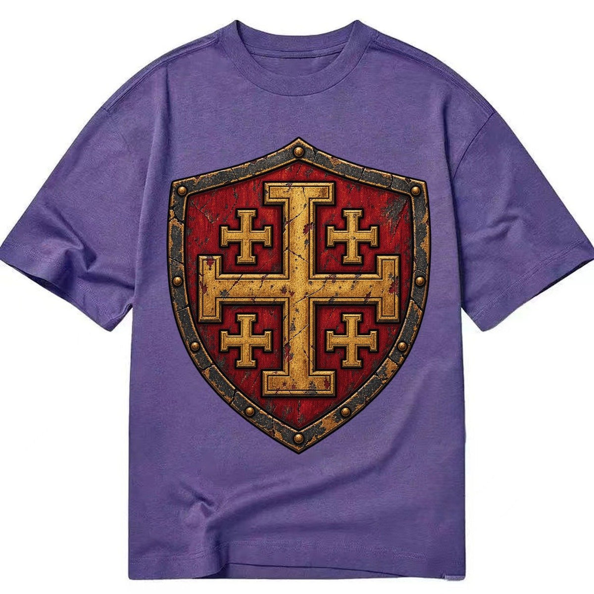 Crusader Battle Shield Heraldry Jerusalem Cross Classic T-shirt – Purple