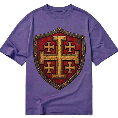Crusader Battle Shield Heraldry Jerusalem Cross Classic T-shirt – Purple