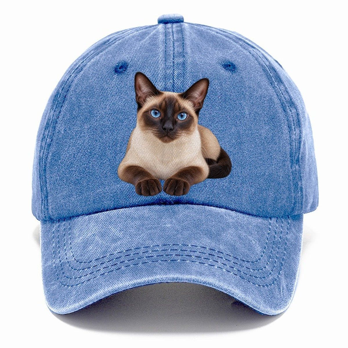 Siamese Reclining Paws Forward Realistic Cat Portrait Classic Cap – Summer Sky
