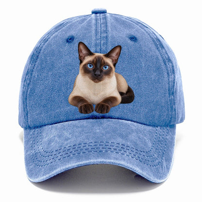 Siamese Reclining Paws Forward Realistic Cat Portrait Classic Cap – Summer Sky