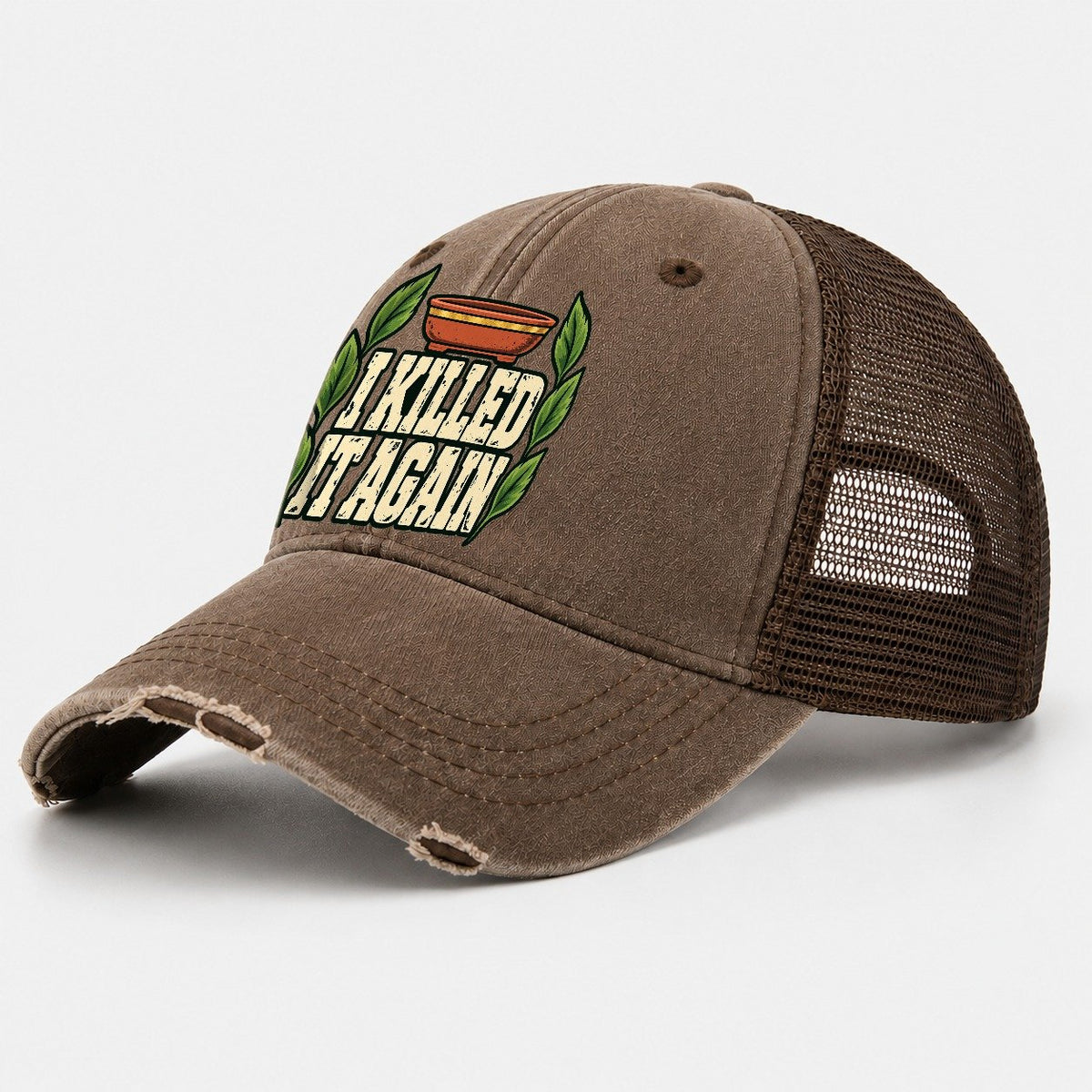 I Killed It Again Bonsai Washed Trucker Hat – Coffee