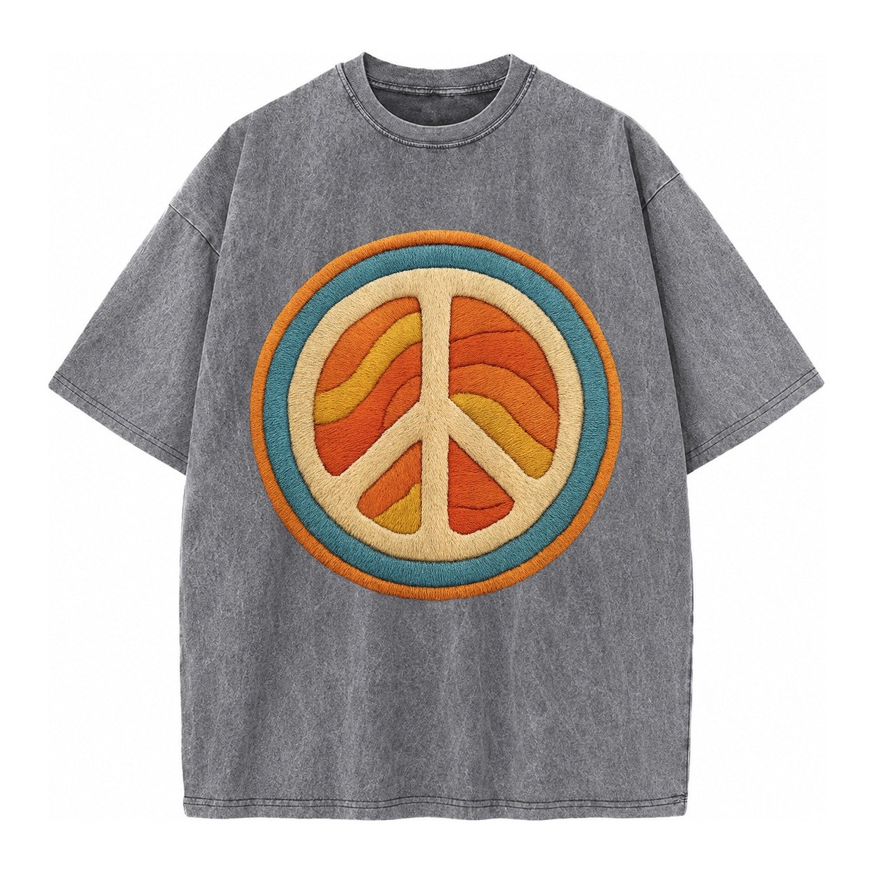Retro Peace Harmony Vintage T-shirt – Grey