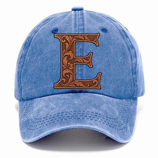 Tooled Leather E Monogram Classic Cap – Summer Sky
