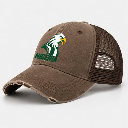 Nigeria Retro Badge Washed Trucker Hat – Coffee