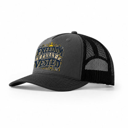 Freedom Fully Vested Retired Living Trucker Hat – Dark Grey Black