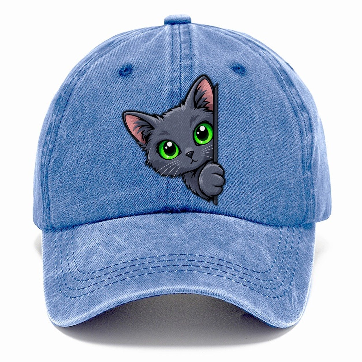 Russian Blue Side Peek Peeking Cats Classic Cap – Summer Sky
