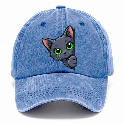 Russian Blue Side Peek Peeking Cats Classic Cap – Summer Sky