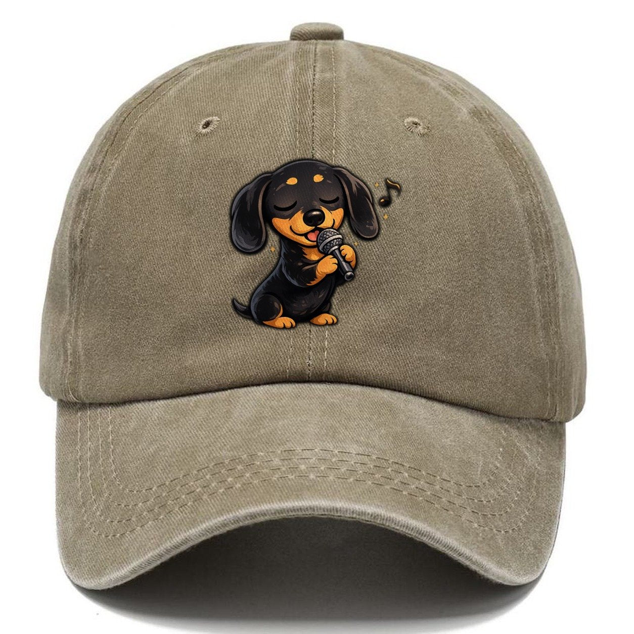 Singing Dachshund Karaoke Classic Cap – Warm Sand