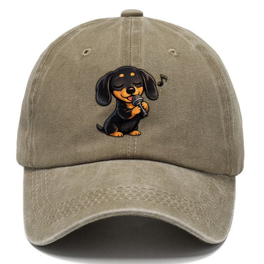 Singing Dachshund Karaoke Classic Cap – Warm Sand