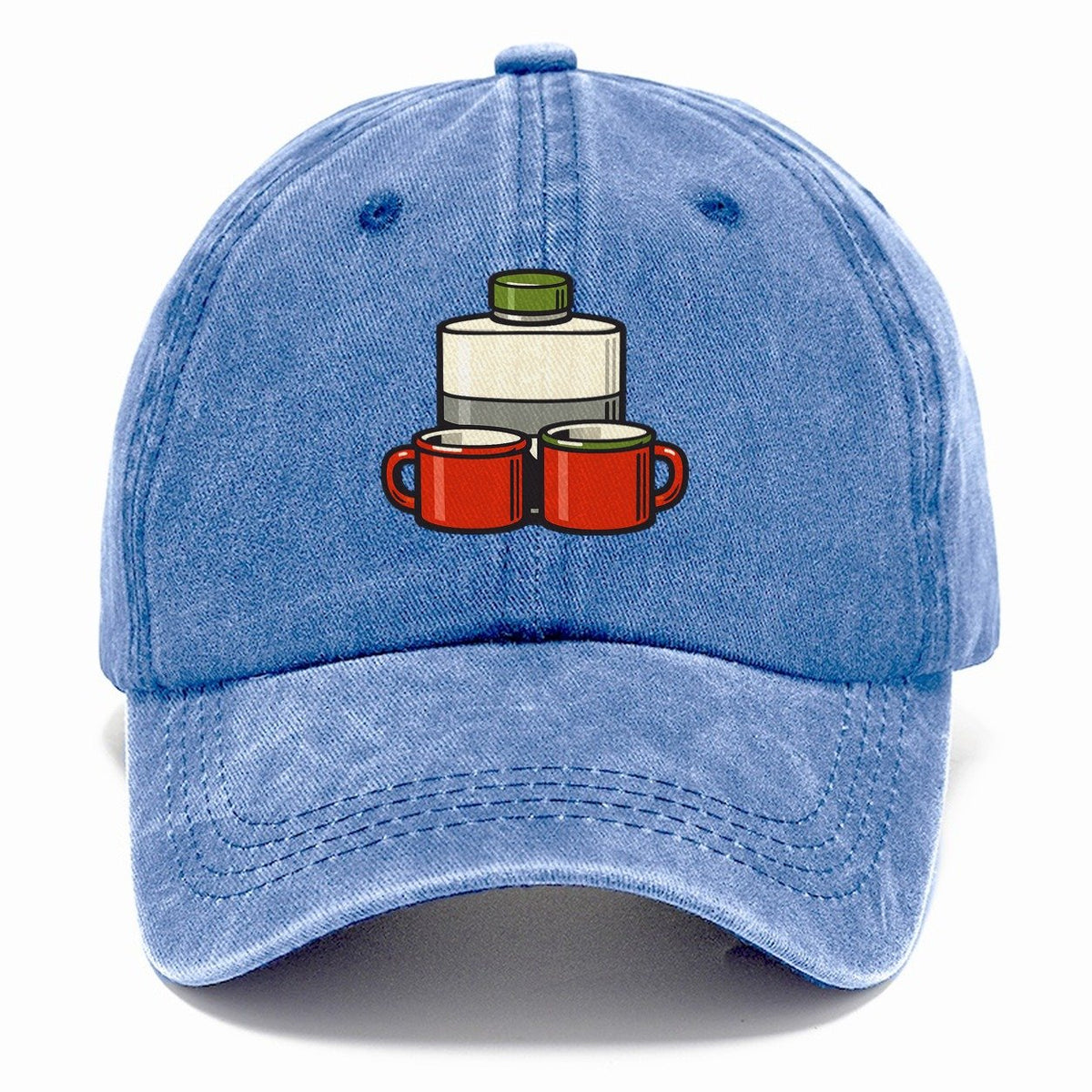 Flask And Two Mugs Geocaching Classic Cap – Summer Sky
