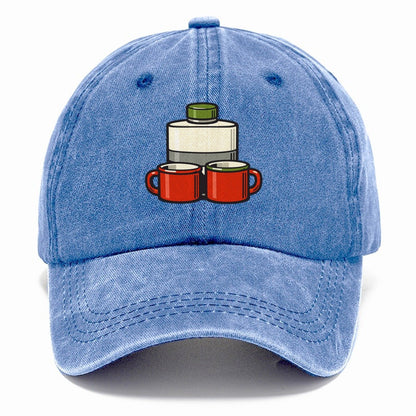 Flask And Two Mugs Geocaching Classic Cap – Summer Sky