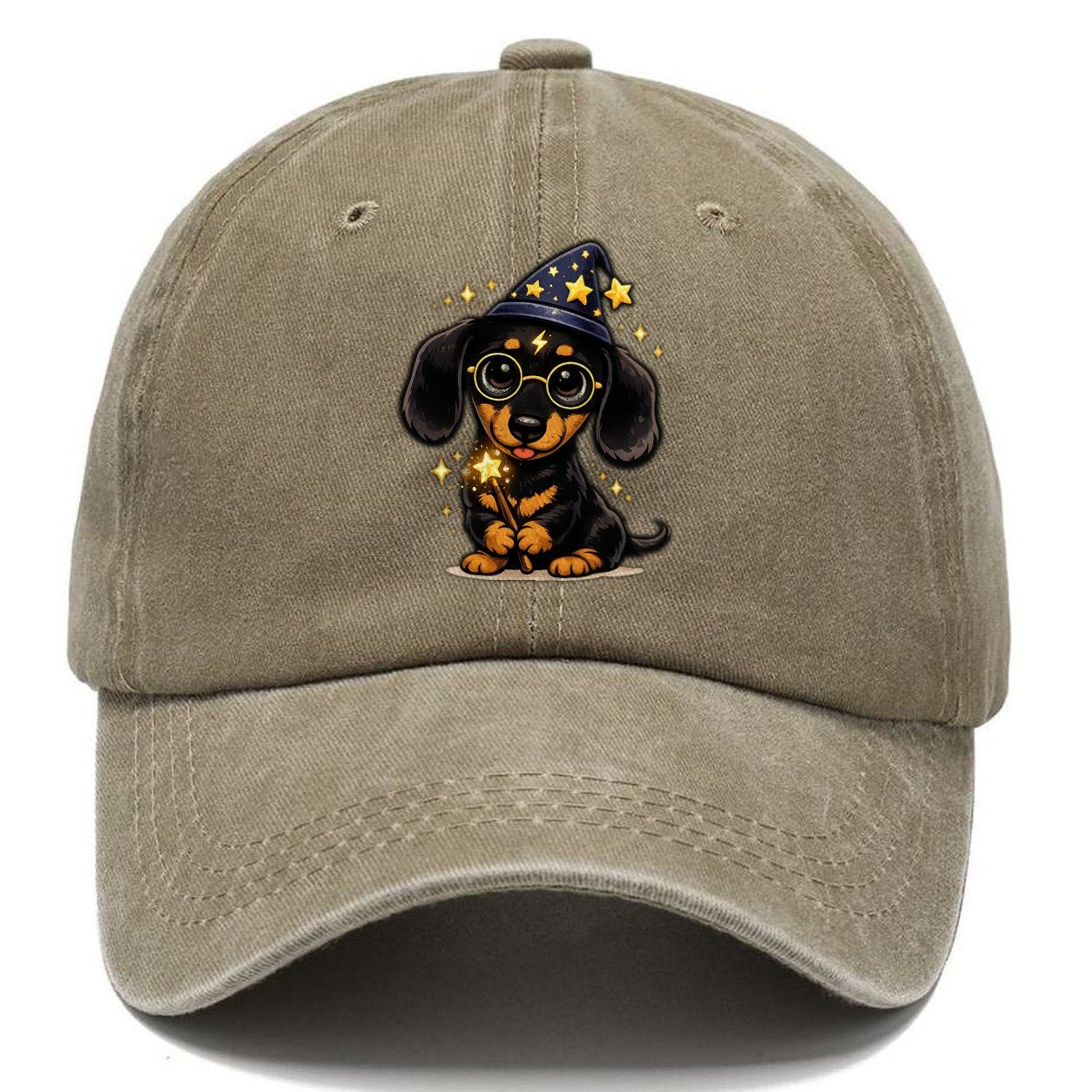 Dachshund Wizard Wand Classic Cap – Warm Sand