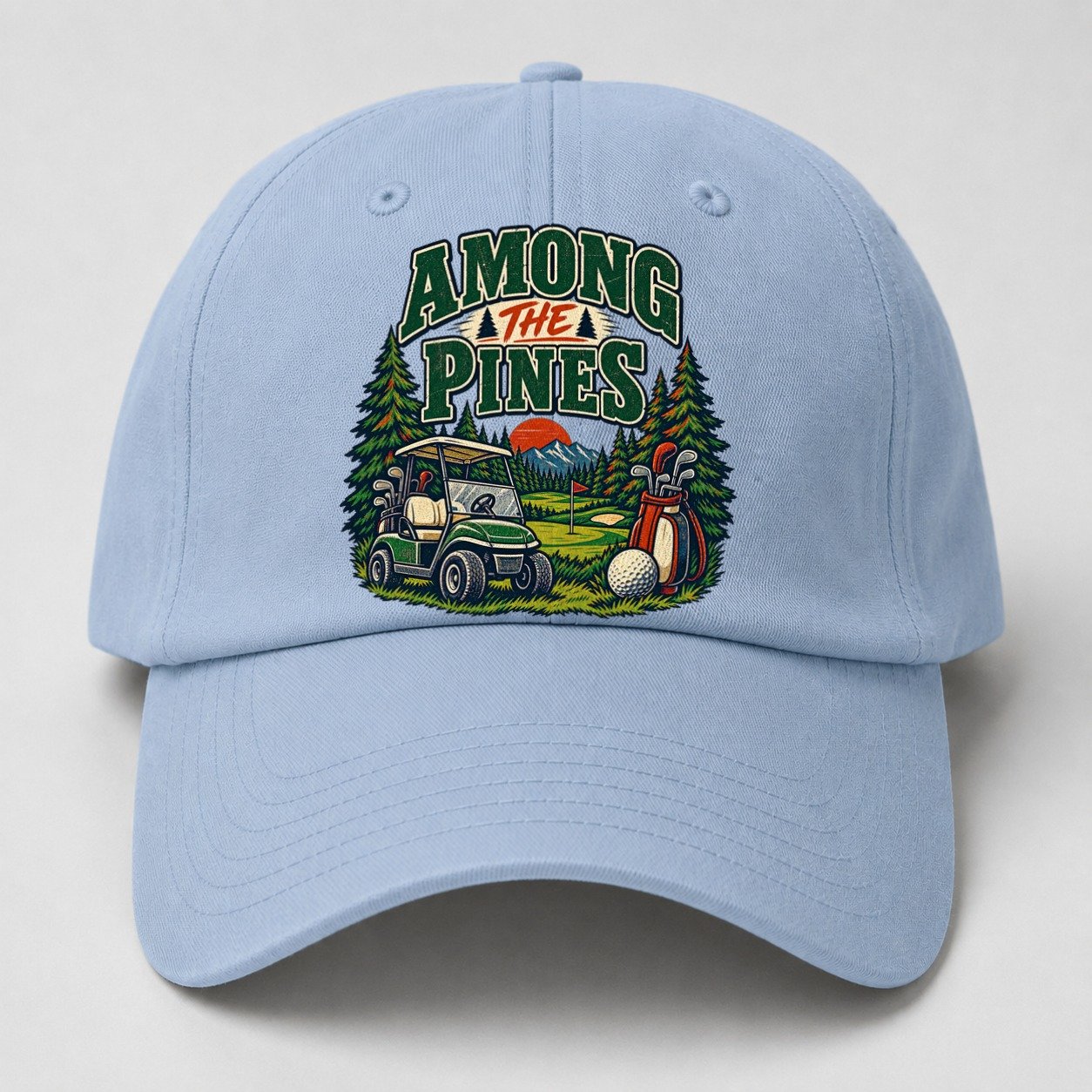 Among The Pines Golf Life Baseball Cap – Light Blue