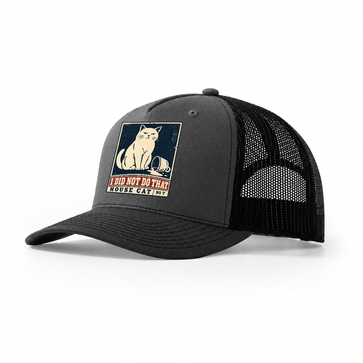 I Did Not Do That Neko Says No Trucker Hat – Dark Grey Black
