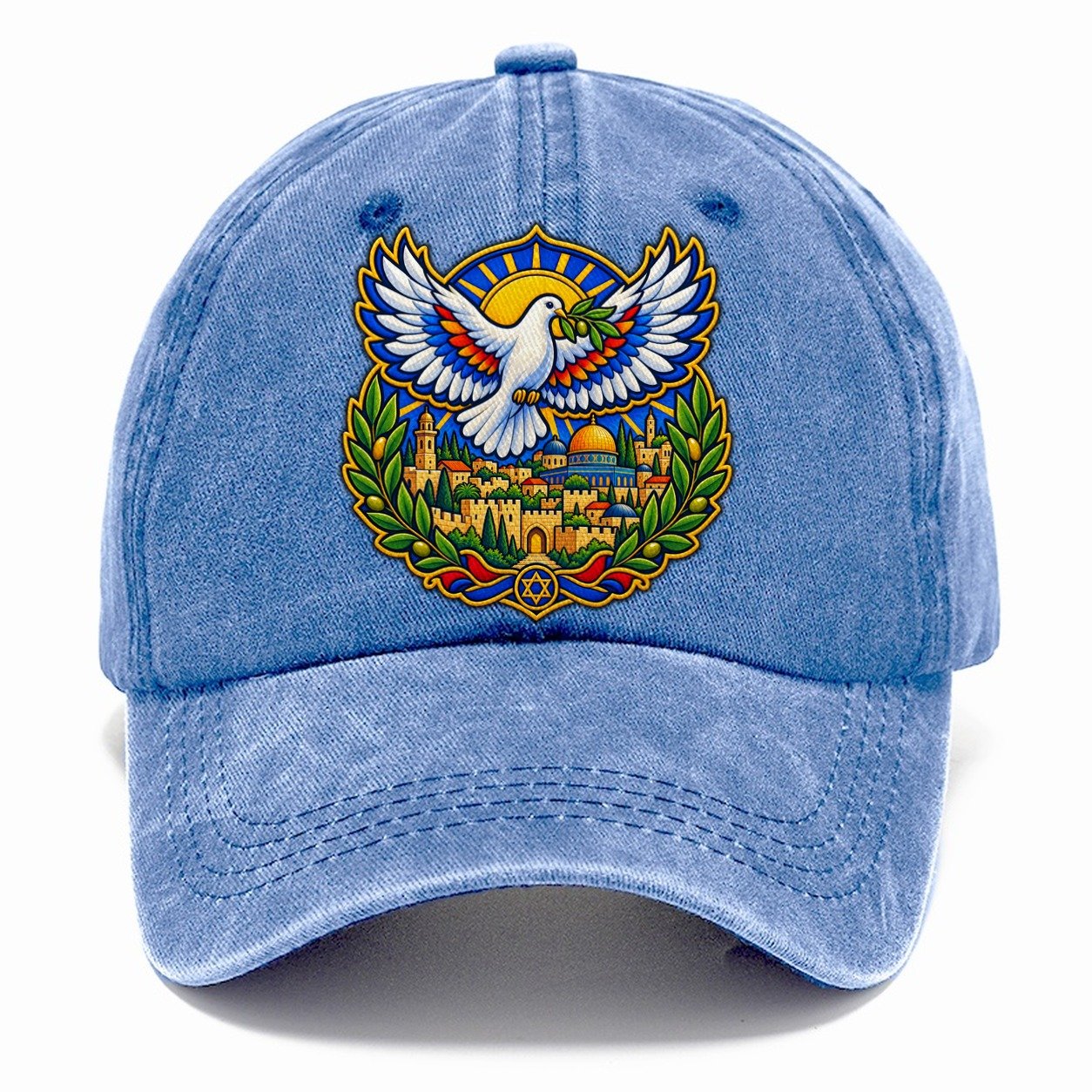 Dove Over The City Jerusalem Classic Cap – Summer Sky