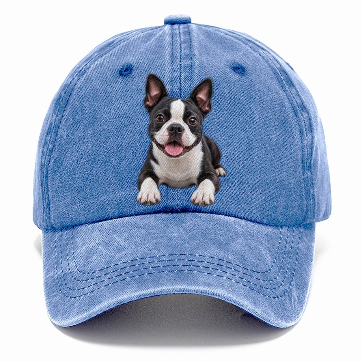 Boston Terrier Lying Down Top Breeds Classic Cap – Summer Sky