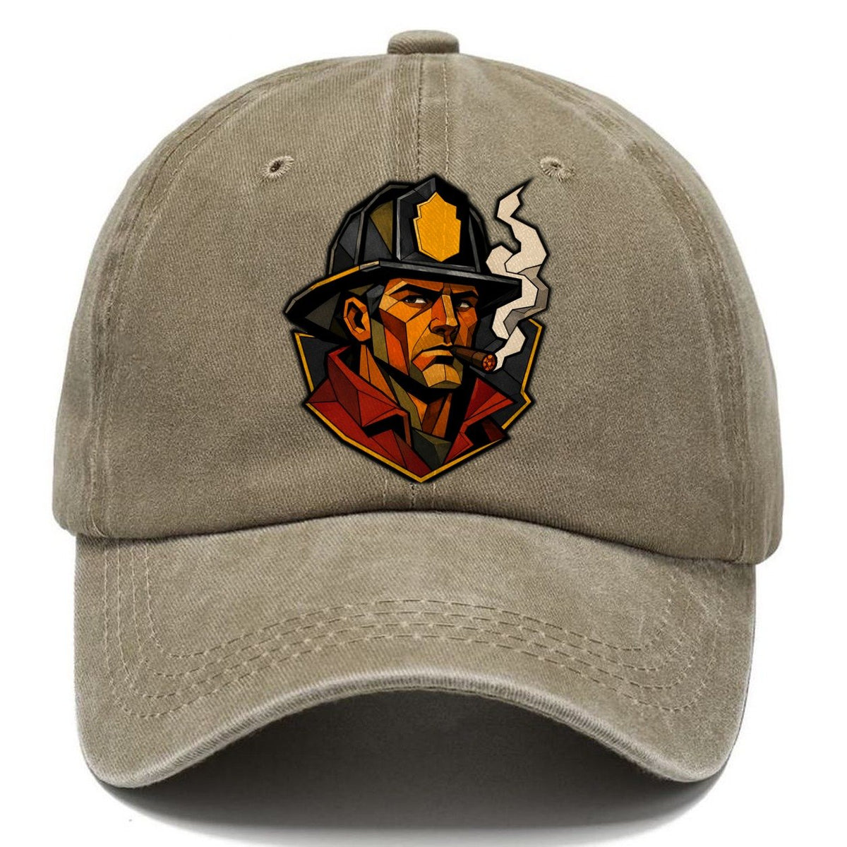 Firefighter Helmet Portrait Classic Cap – Warm Sand