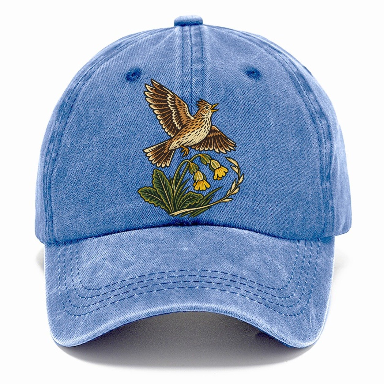 South Downs Skylark And Cowslip Uk Culture Heritage Classic Cap – Summer Sky