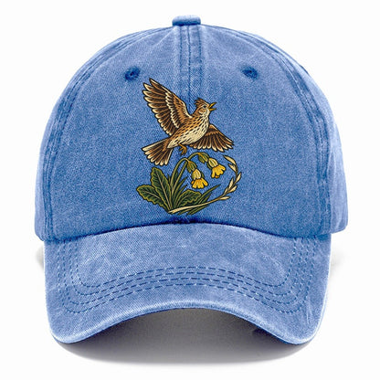 South Downs Skylark And Cowslip Uk Culture Heritage Classic Cap – Summer Sky