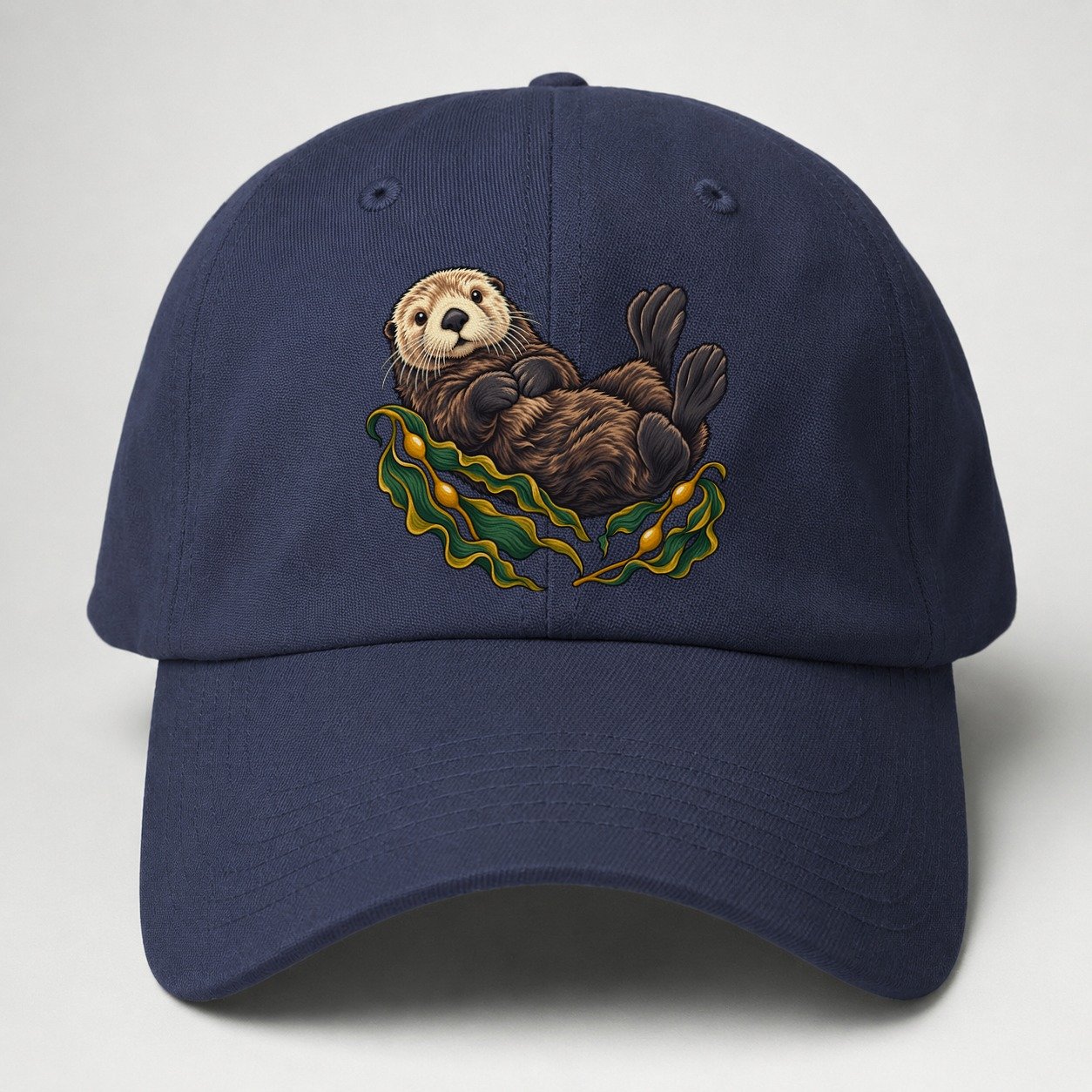 Sea Otter And Bull Kelp Canada Cultural Icons Baseball Cap – Twilight Navy