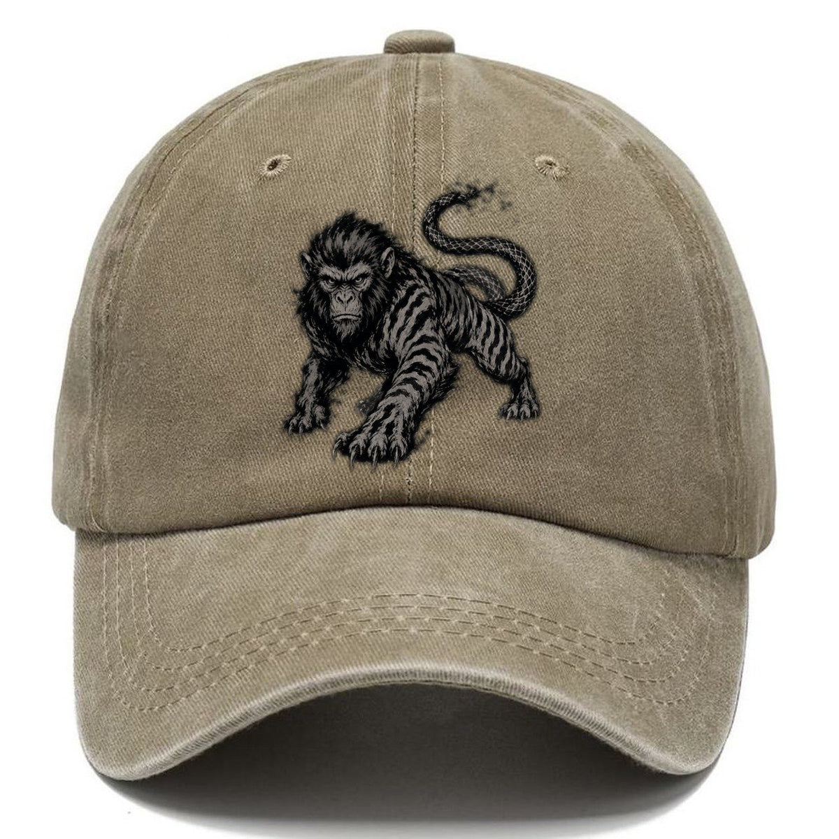Dark Gestural Marks Classic Cap – Warm Sand