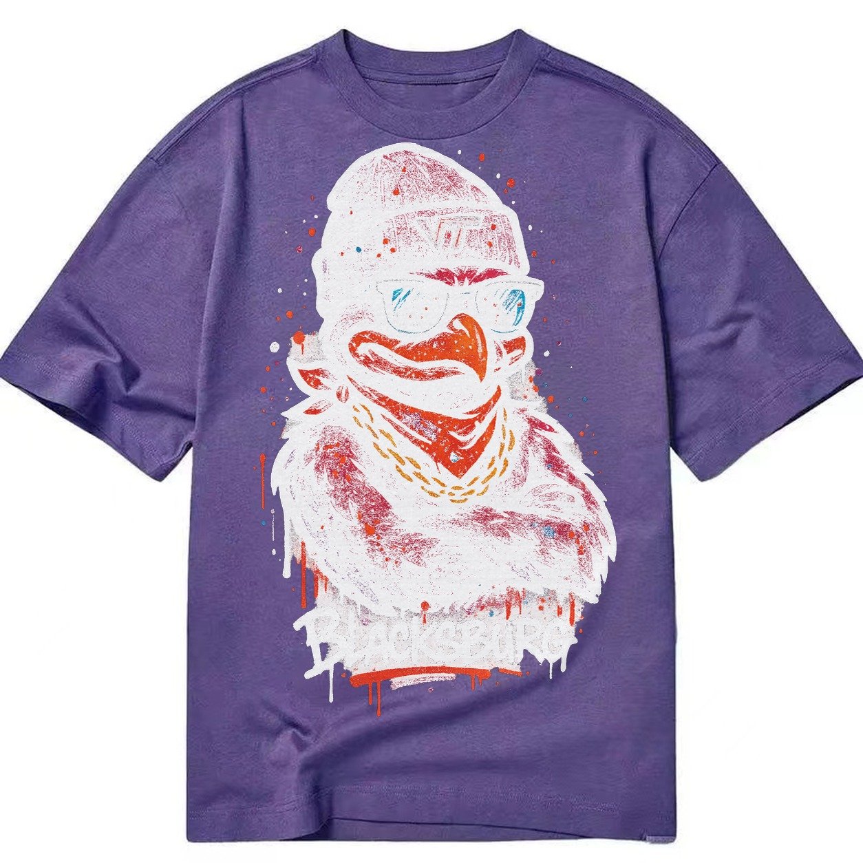 Blacksburg Hokiebird Wearing Virginia Tech Beanie With Vt Pa Classic T-shirt – Purple