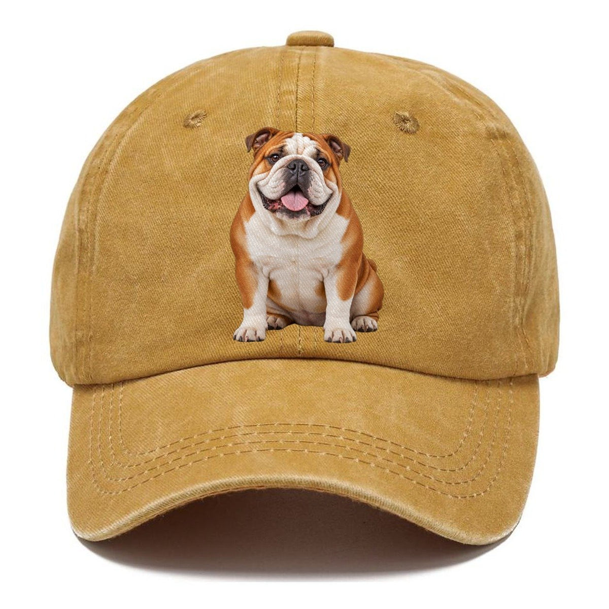 English Bulldog Sitting Top Breeds Classic Cap – Golden Harvest