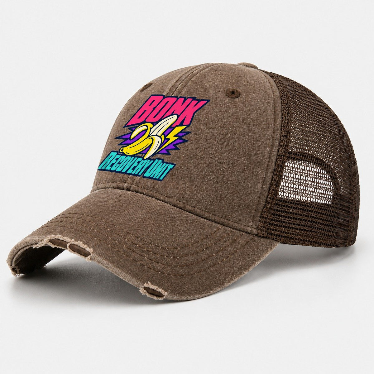 Bonk Recovery Unit 90S Running Clubs Washed Trucker Hat – Coffee