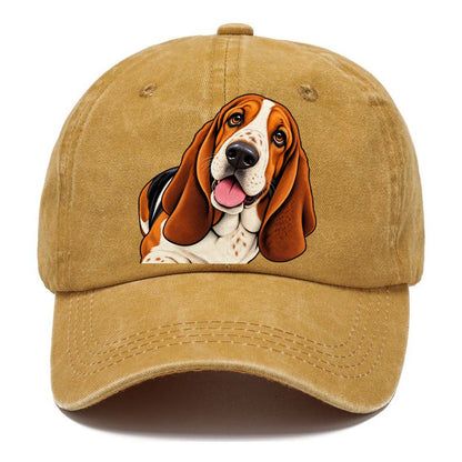 Happy Basset Hound Portrait Classic Cap – Golden Harvest