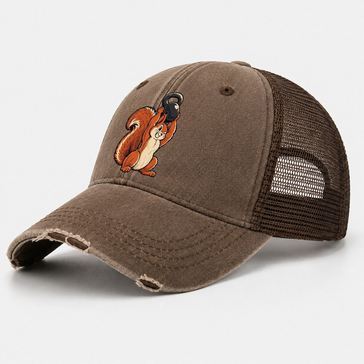 Squirrel Nut Press Animal Lifters Washed Trucker Hat – Coffee