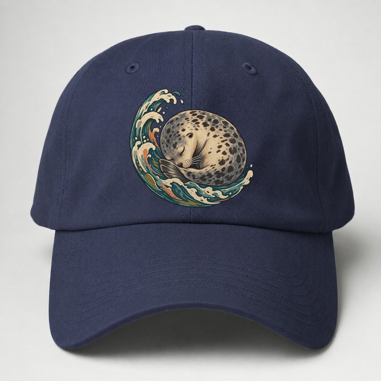 Sleeping Seal Tide Crescent Gentle Wild Baseball Cap – Twilight Navy