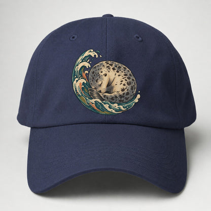 Sleeping Seal Tide Crescent Gentle Wild Baseball Cap – Twilight Navy