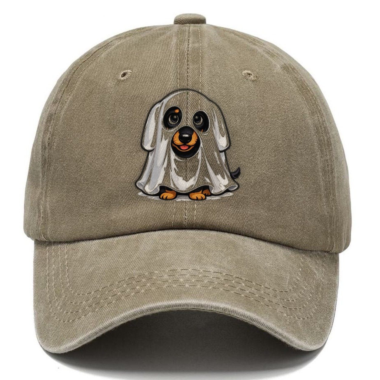 Dachshund Ghost Halloween Costume Classic Cap – Warm Sand