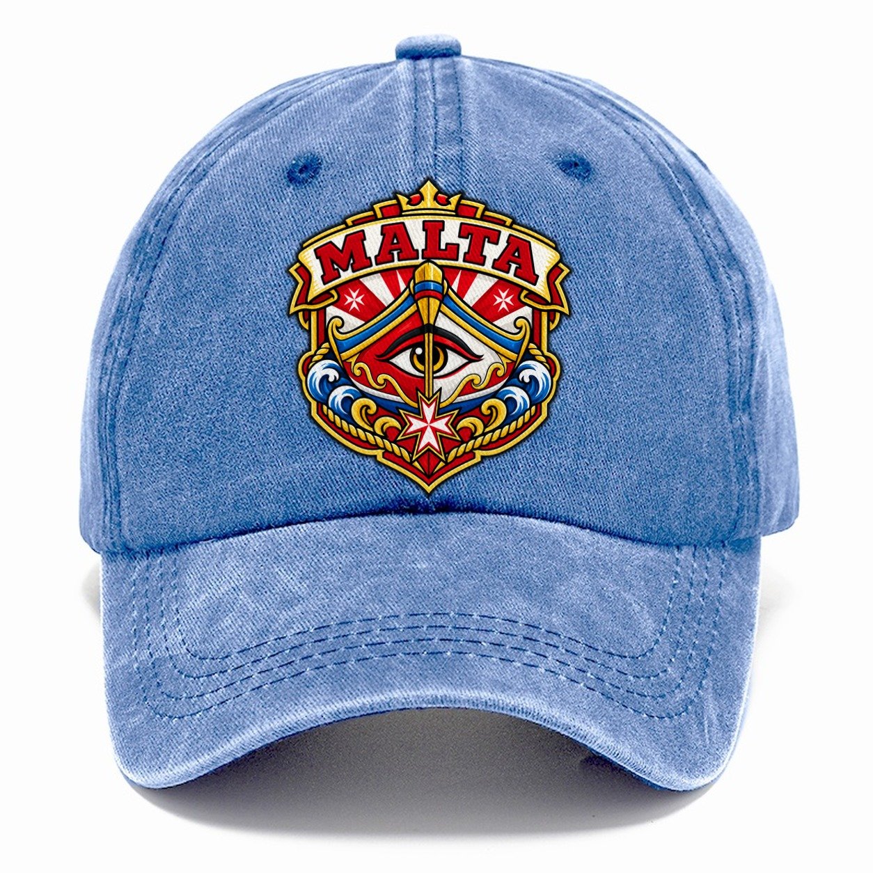 Malta Retro Badge Country Logos Classic Cap – Summer Sky