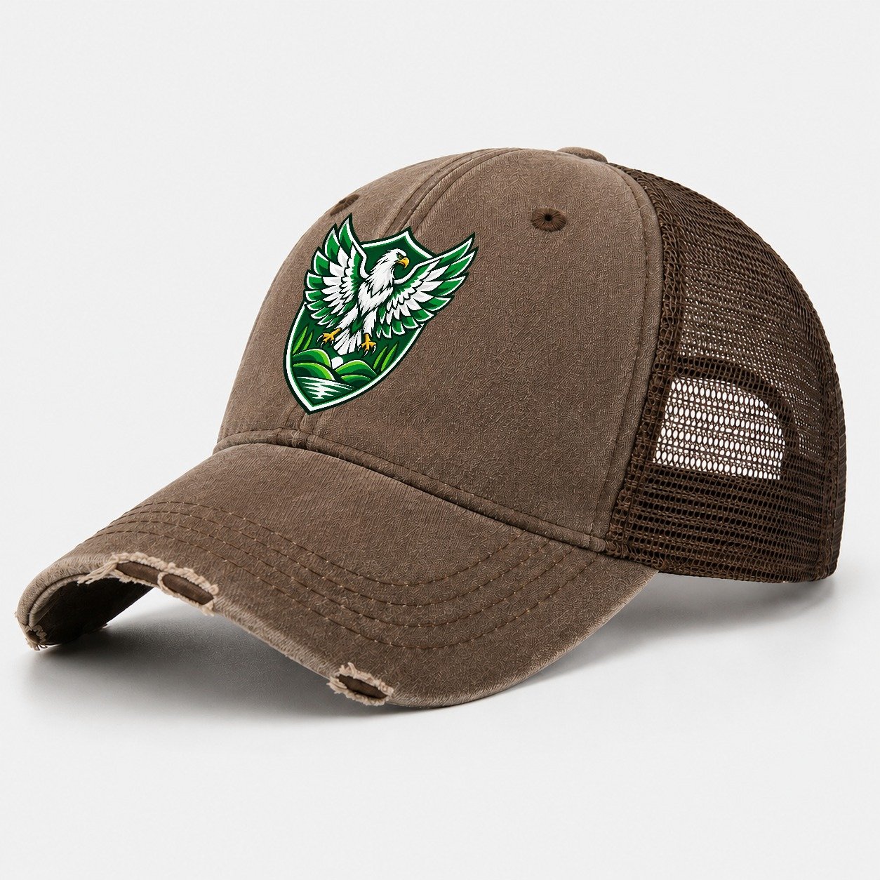Nigeria Minimal Emblem Country Logos Washed Trucker Hat – Coffee