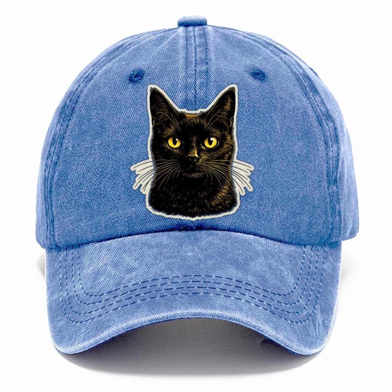 Golden Eyed Black Cat Classic Cap – Summer Sky