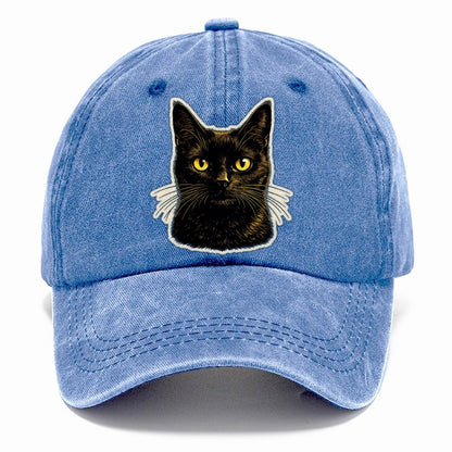 Golden Eyed Black Cat Classic Cap – Summer Sky
