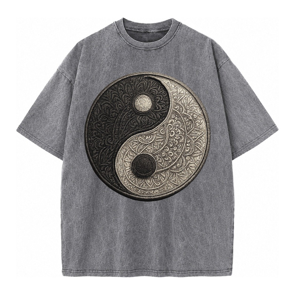 Mandala Yin Yang Vintage T-shirt – Grey