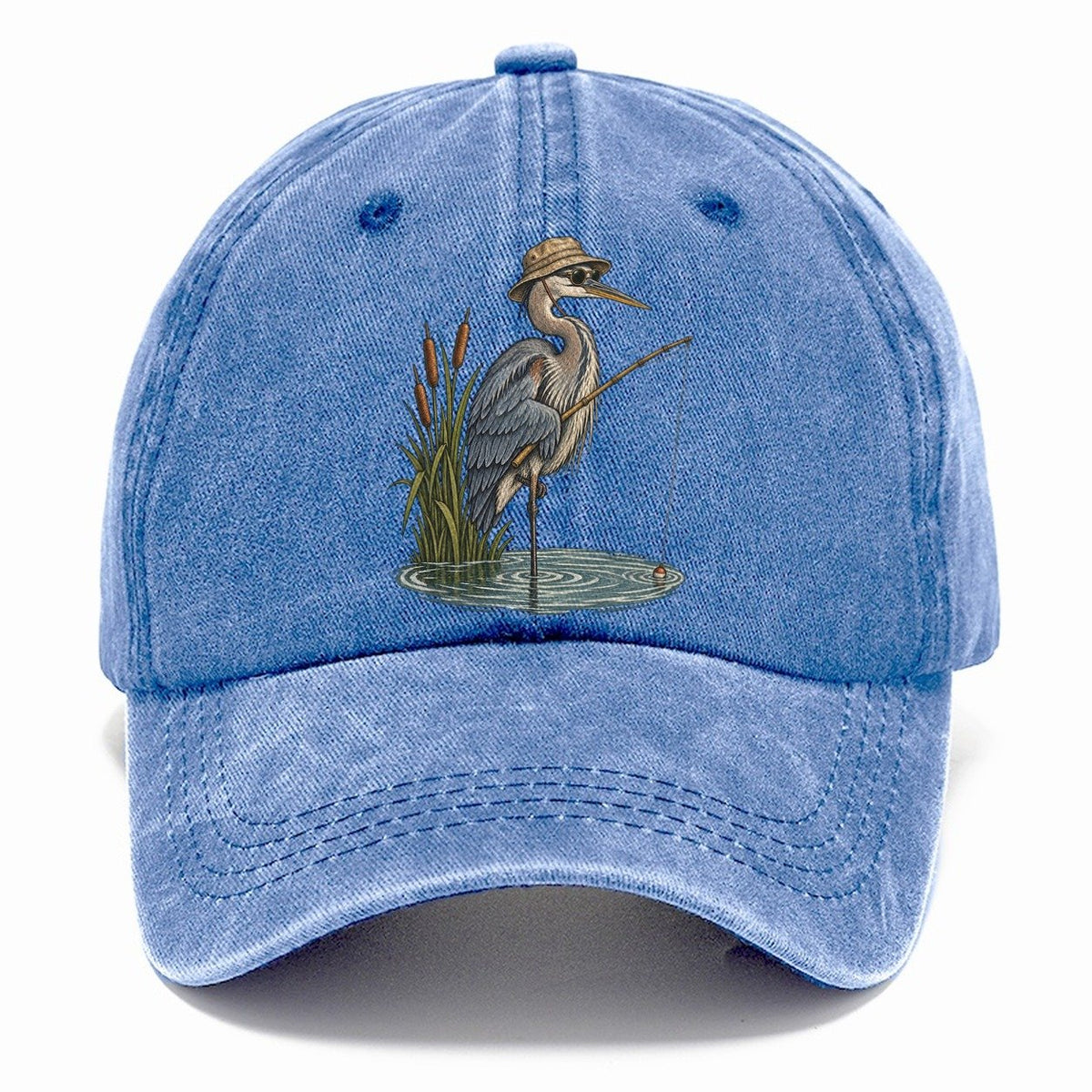 Heron Gone Fishing Slow Camp Club Classic Cap – Summer Sky