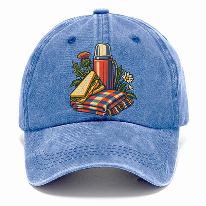 Picnic Flask Sandwich And Checked Blanket Uk Culture Heritage Classic Cap – Summer Sky