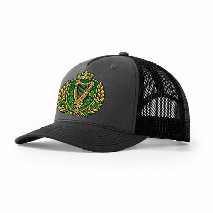 Ireland Heraldic Crest Country Logos Trucker Hat – Dark Grey Black