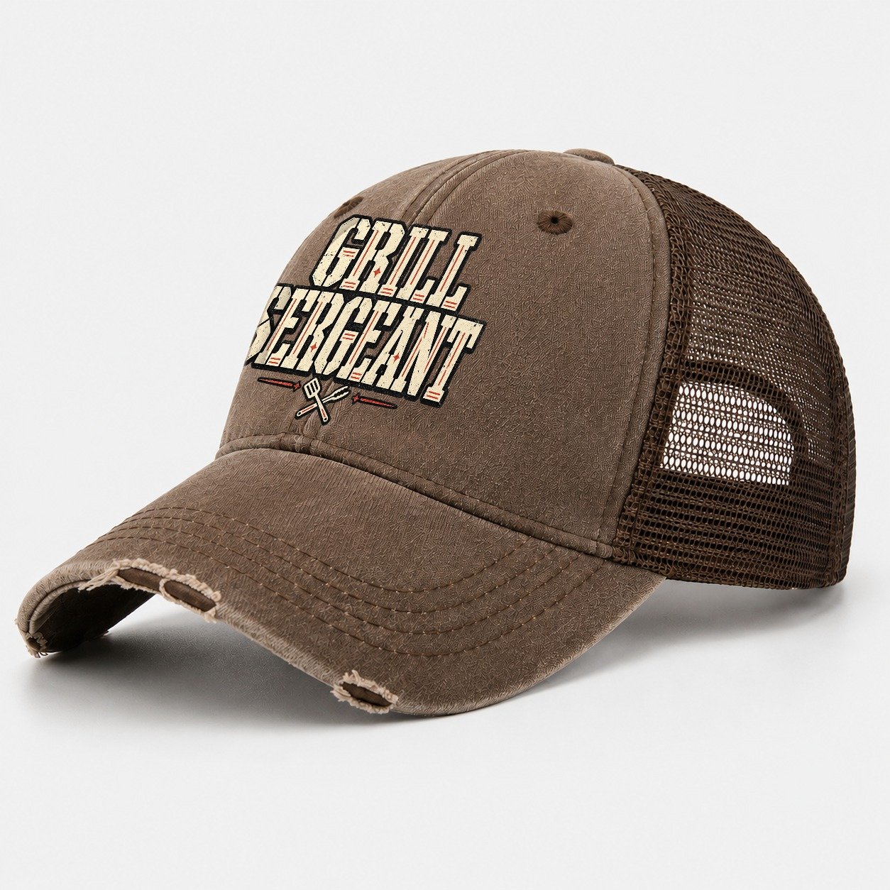 Grill Sergeant American Wit Washed Trucker Hat – Coffee