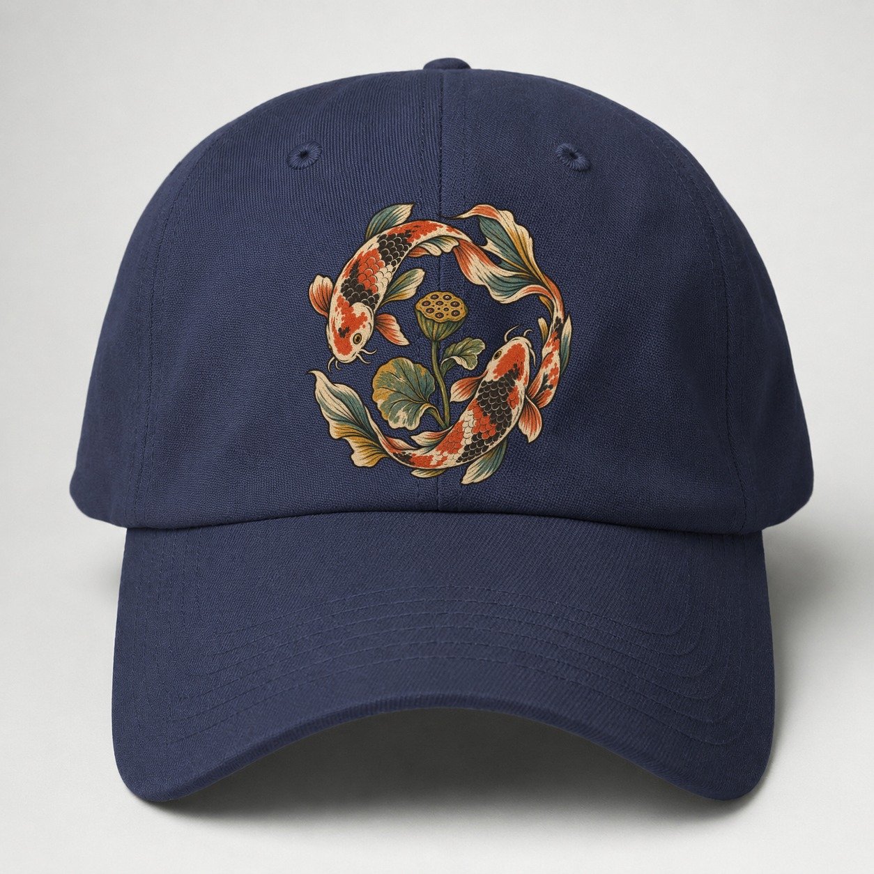 Koi Around Lotus Seedpod Gentle Wild Baseball Cap – Twilight Navy