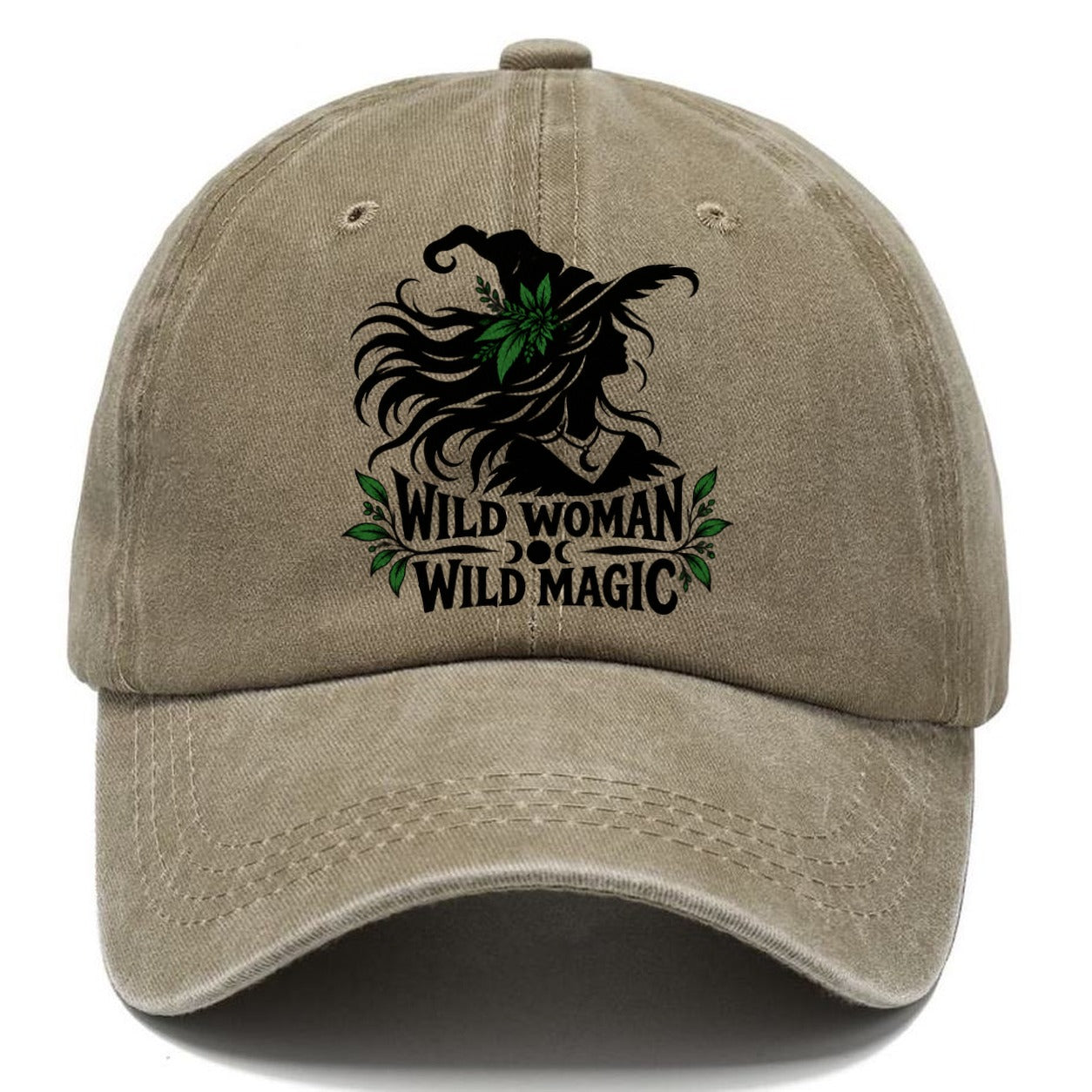 Wild Woman Wild Magic Slogan Witch Magic Classic Cap – Warm Sand